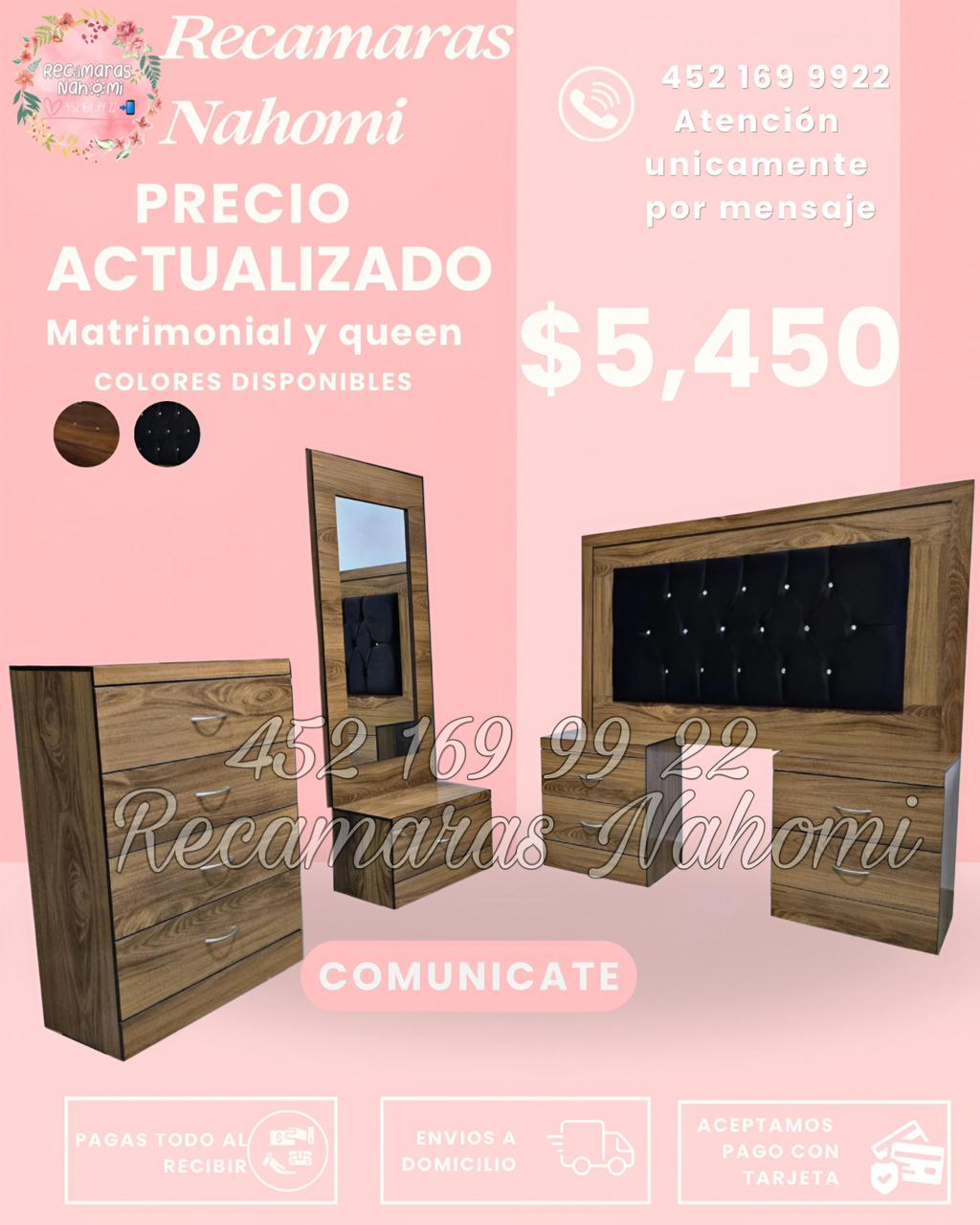 Recámara Matrimonial y Queen Cabecera Negra Capitonada