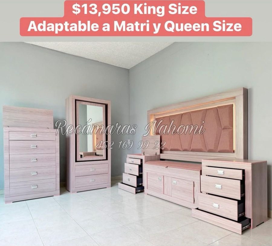 Recámara King Parota Rosa Palo Adaptable