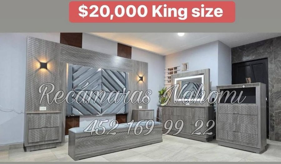 Recámara King Size Chevron Gris