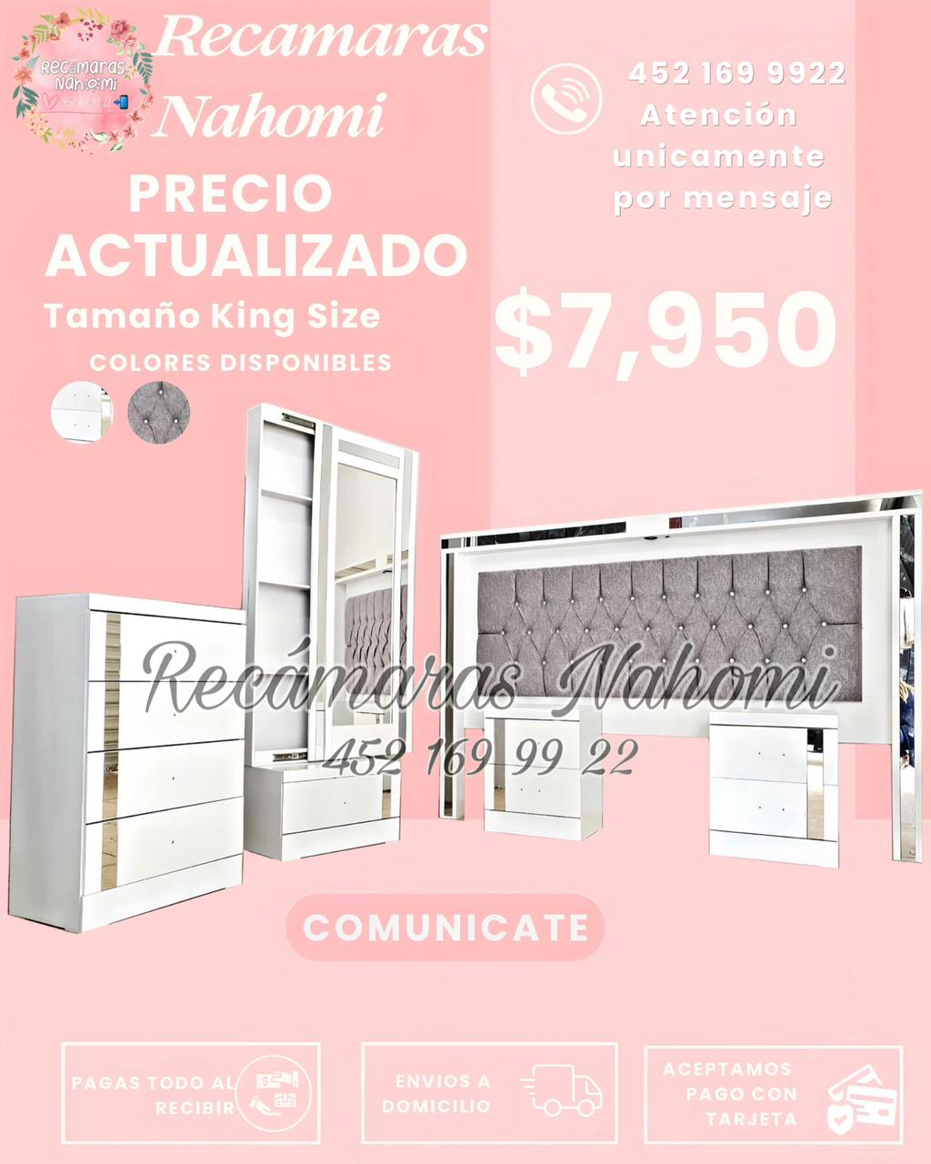 Recámara King Size Blanca con Espejos