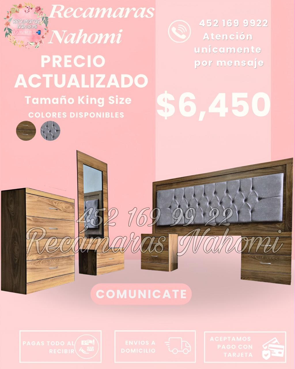 Recámara King Madera Capitonada Gris