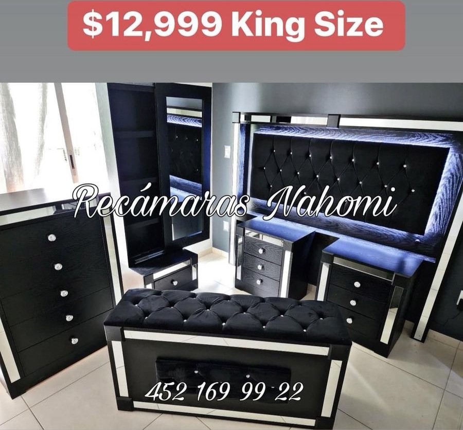 Recámara King Negra Premium con Baúl