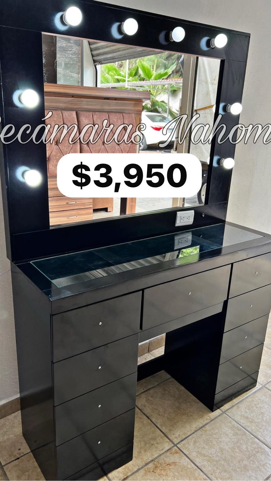 Tocador Negro Espejo Hollywood