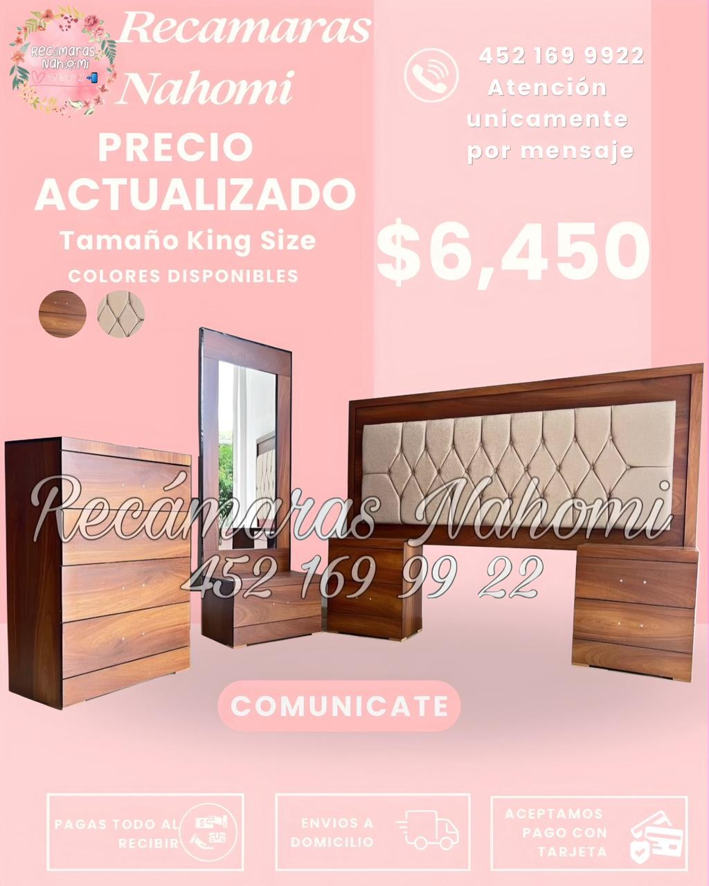 Recámara King Nogal Capitonada Hueso