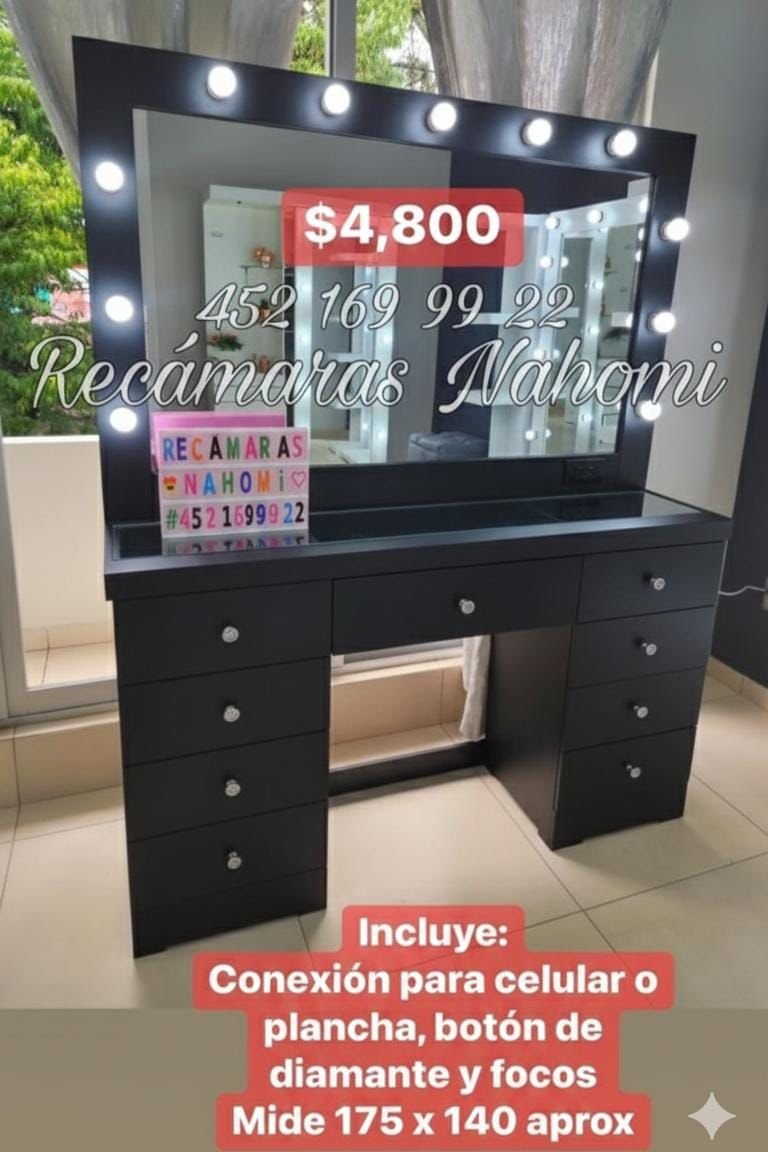 Tocador Negro Hollywood 175 x 140