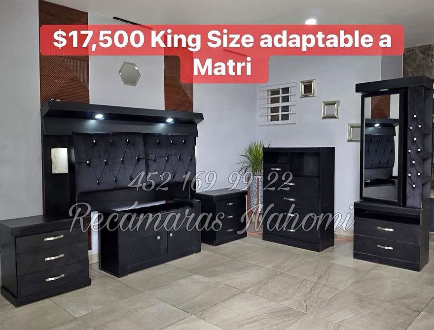 Recámara King Negra Adaptable a Matrimonial